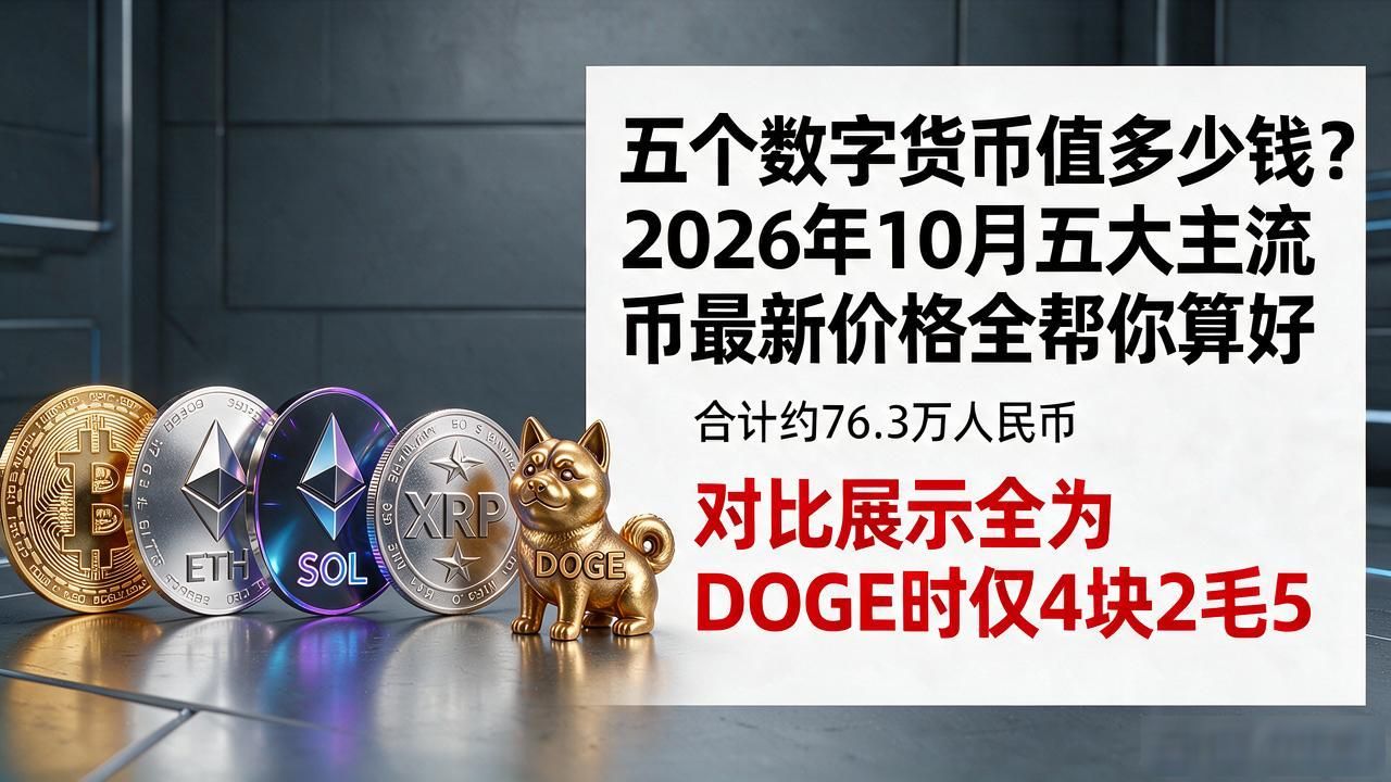 五个数字货币值多少钱？2026年10月五大主流币最新价格全帮你算好